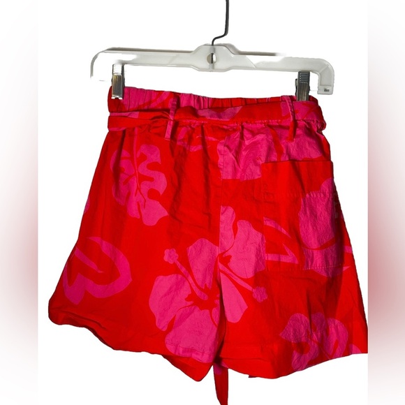 STAUD Sage Hibiscus-Print Cotton-Blend Poplin Shorts Size 2 - Picture 8 of 9